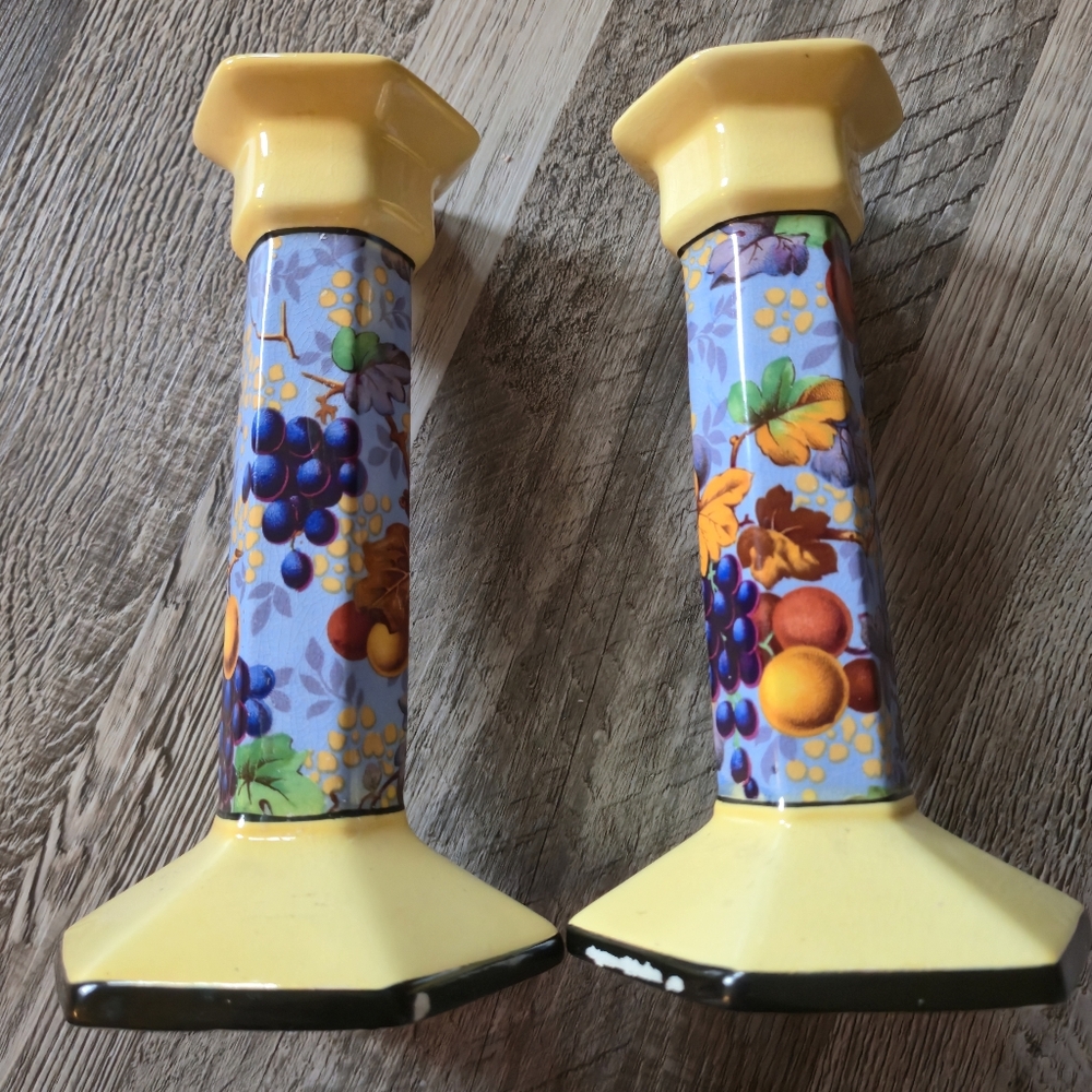 Tuscan 1920s Art Deco 450.A Antique Fruit Taper Holders Made in England Pair - Picture 7 of 12